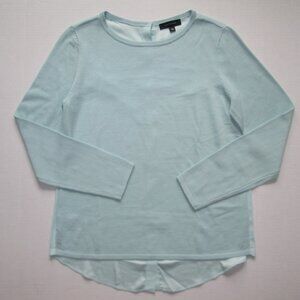ANN TAYLOR Women's Size M Light Blue Aqua Button Back Sweater Top Wool Blend
